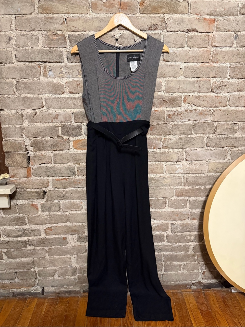 John Roberts Grey Textured Tank Dress with Black Trim Vintage